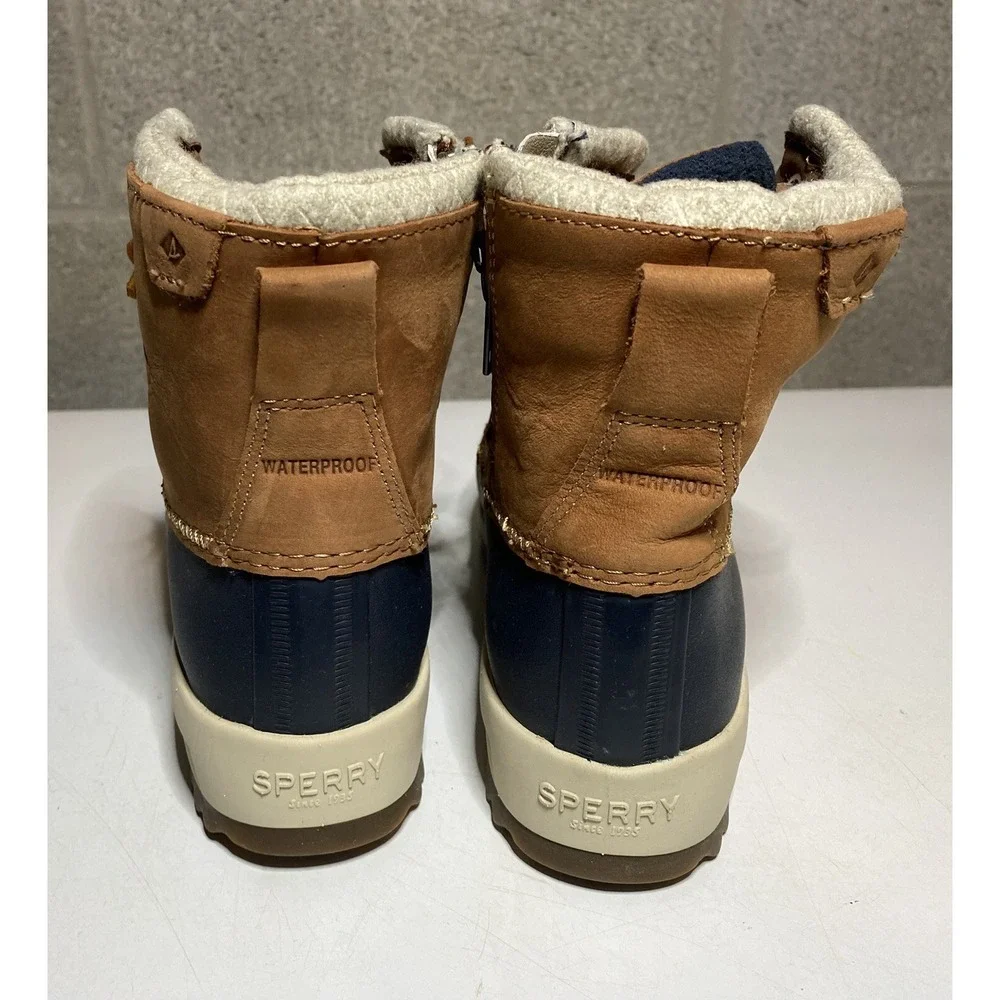 Sperry Women's Maritime Repel Thinsulate Tan/Navy Snow Boots STS82664 Size‎ 5M